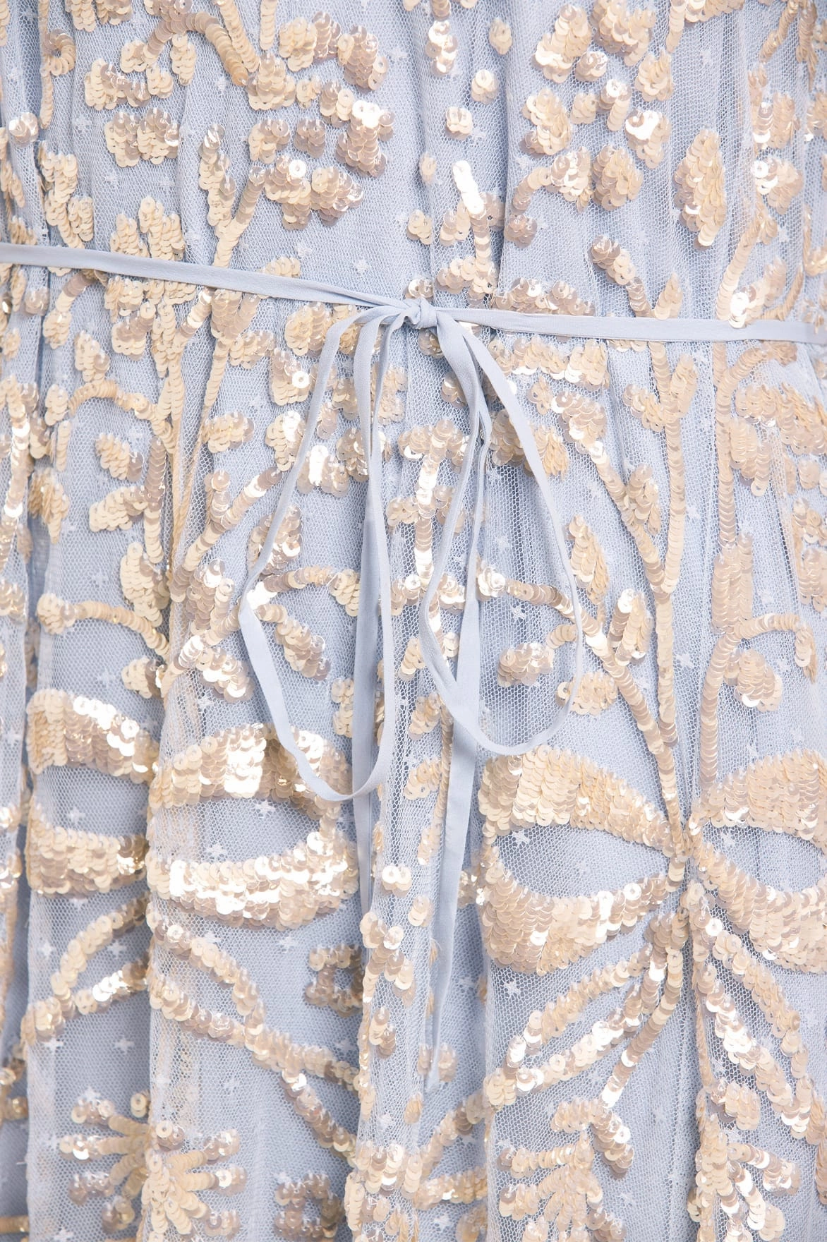 Tonal-Stitching Celia Long Sleeve Ankle Gown