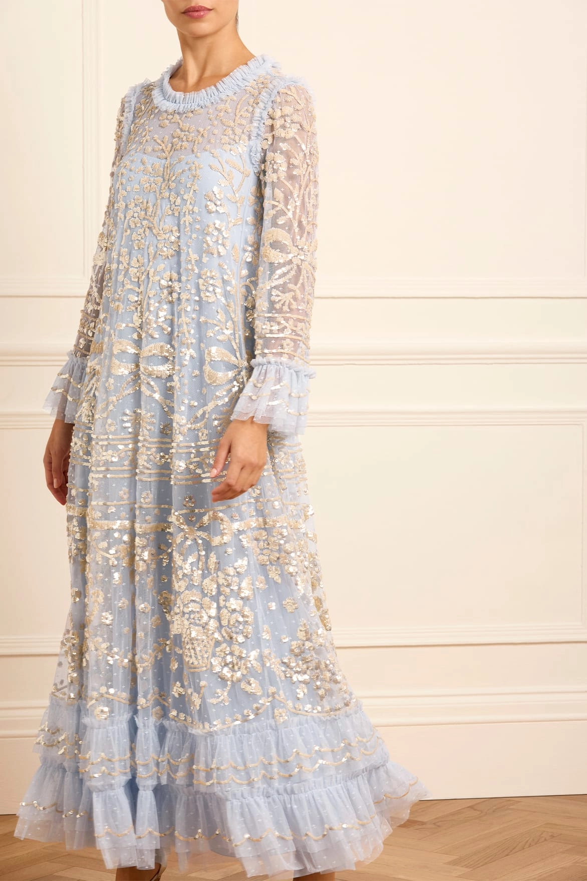 Satin Soft Celia Long Sleeve Ankle Gown