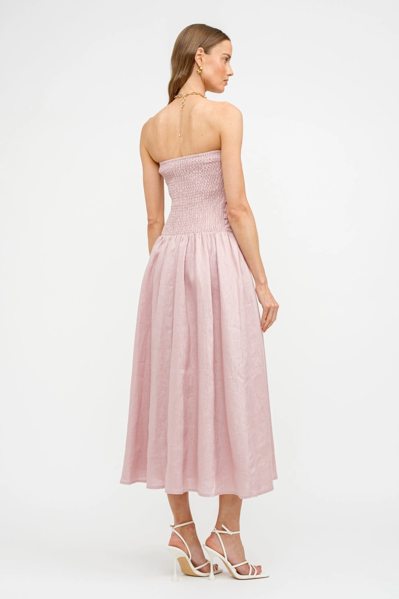 Non-Iron PENELOPE LINEN STRAPLESS MIDI DRESS