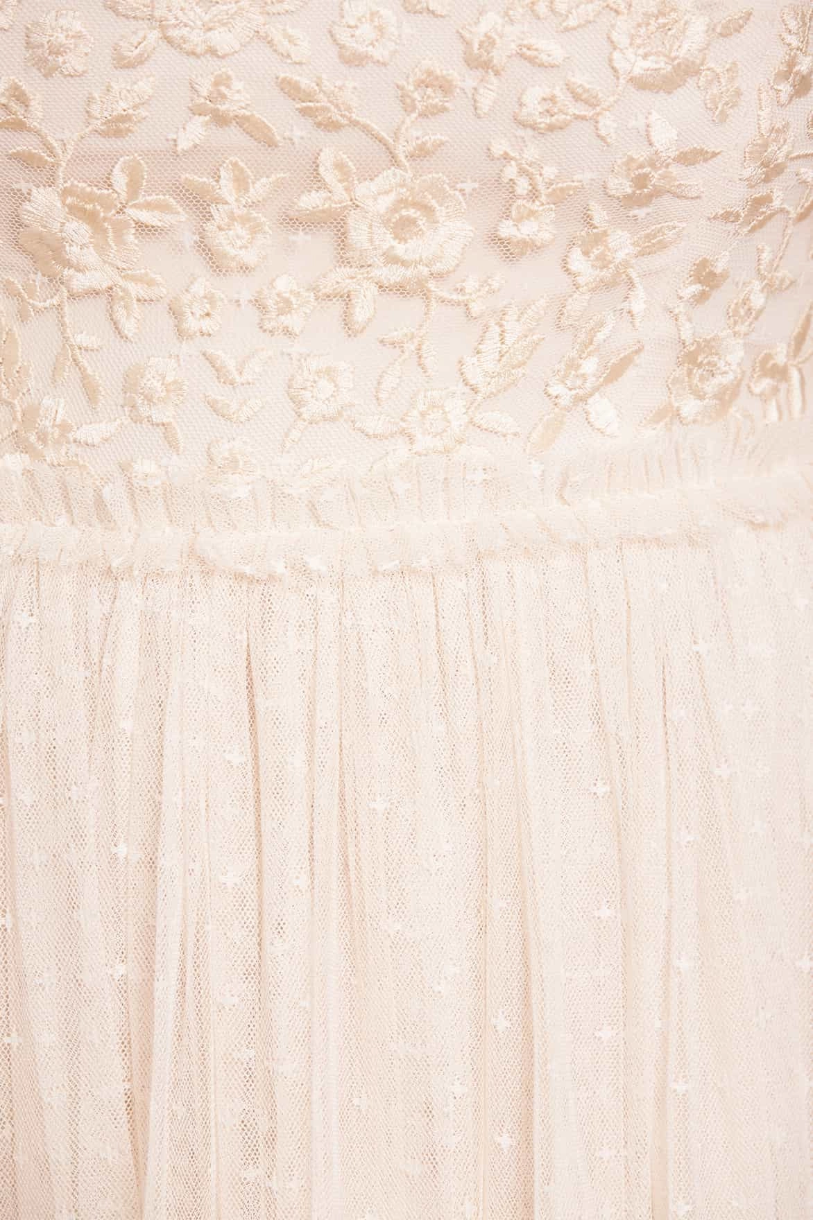 Underwire-Support Midsummer Lace Bodice Off-Shoulder Ankle Gown