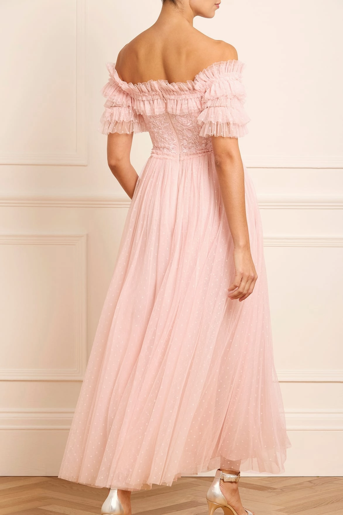 Chill Style Midsummer Lace Bodice Off-Shoulder Ankle Gown