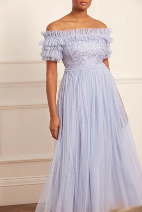 Midsummer Lace Bodice Off-Shoulder Ankle Gown Fashionable Fit