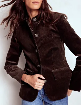 Military Cord Jacket-Espresso Shawl Lapel WeatherproofCoating