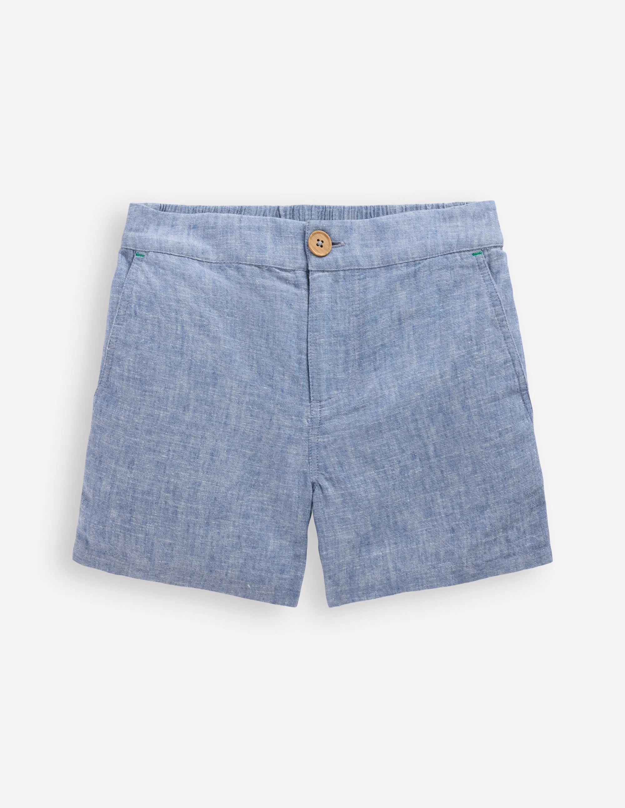 Cotton Linen Shorts-Chambray Flexible Comfort