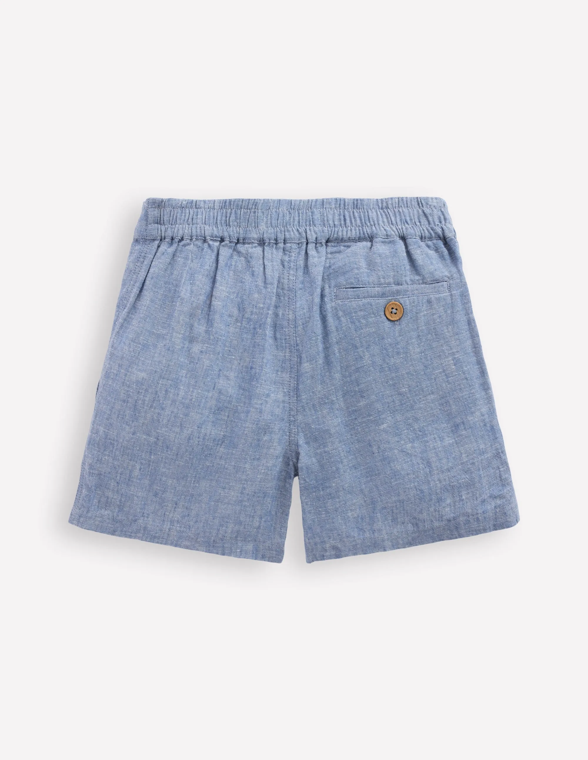 No Ride Up Technology Smooth Fit Cotton Linen Shorts-Chambray
