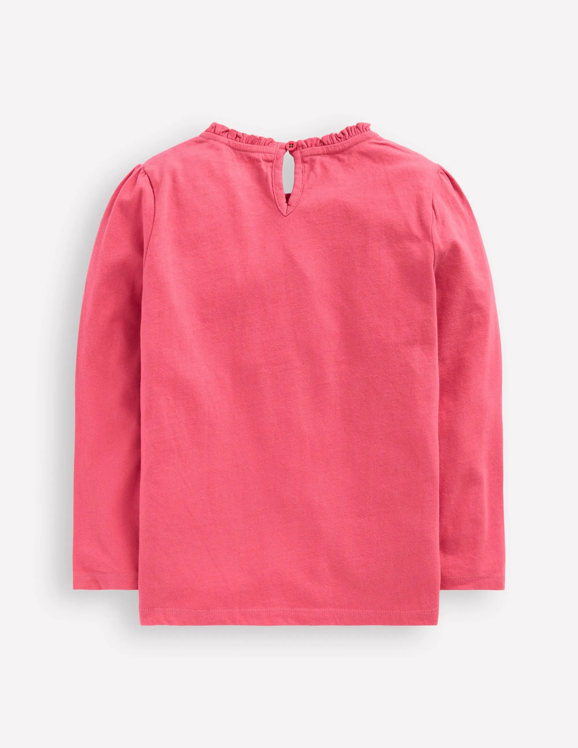 Frill Neck Appliqu T-shirt-Rose Pink Dinosaurs Casual Choice Wear