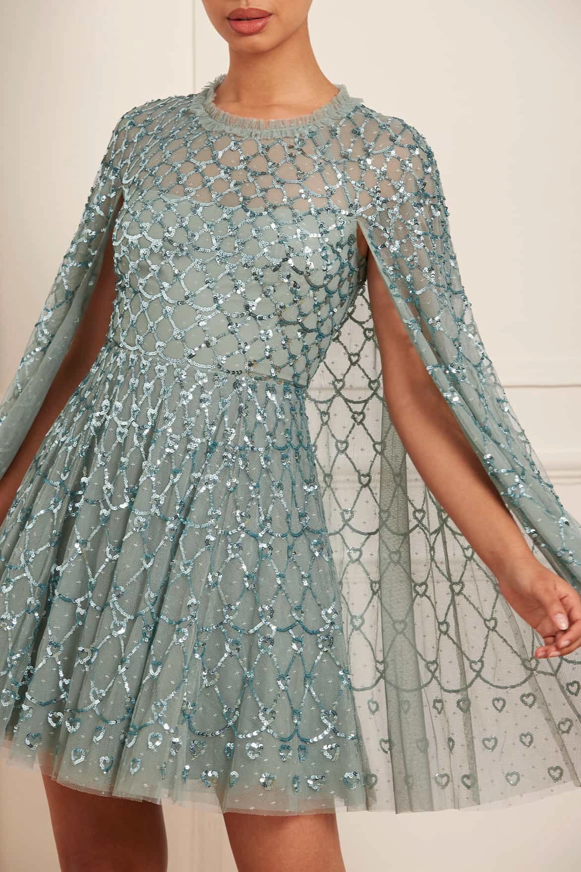 elegant design Heart Lattice Micro Mini Dress