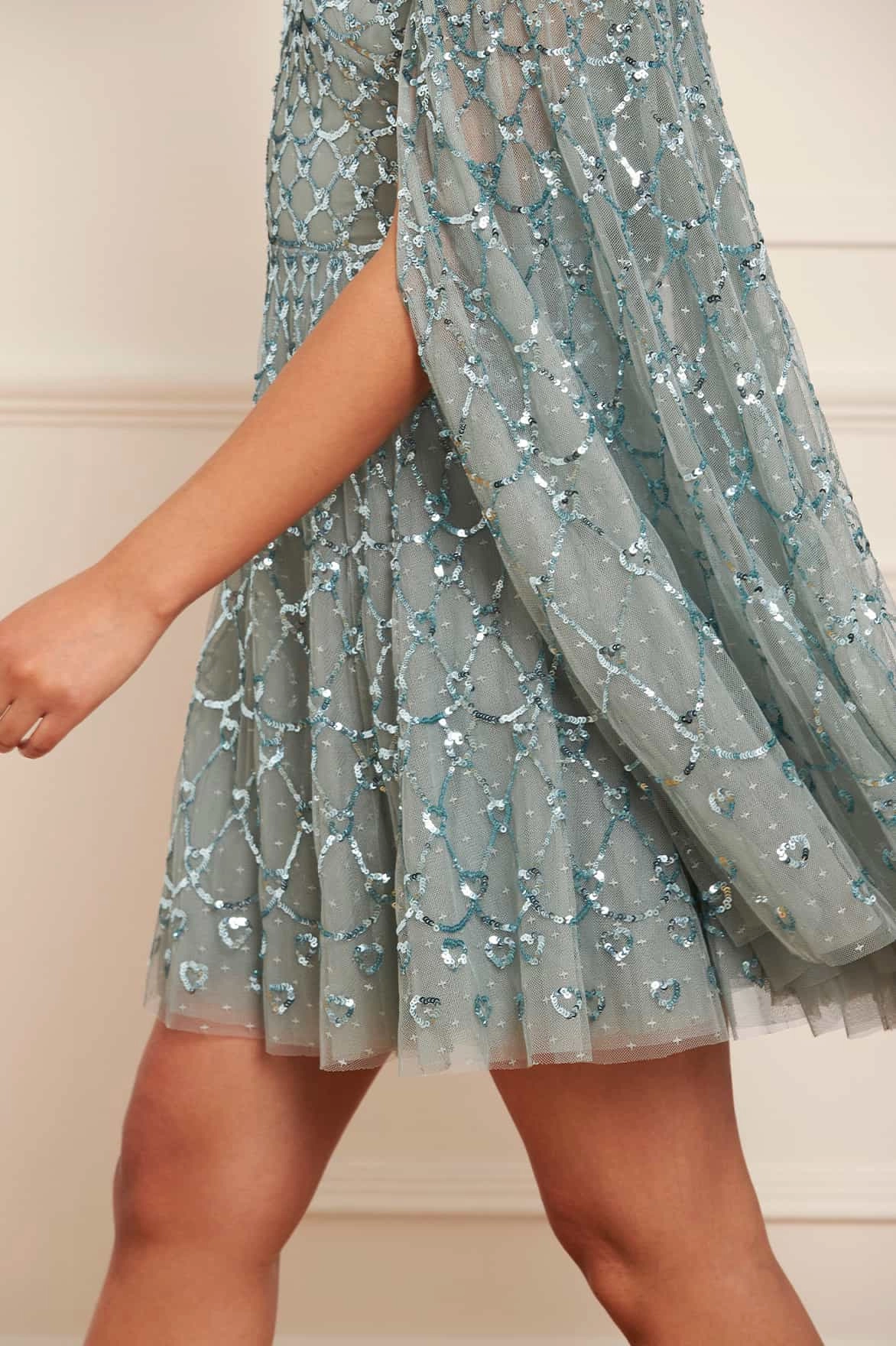 Heart Lattice Micro Mini Dress Edge Shape