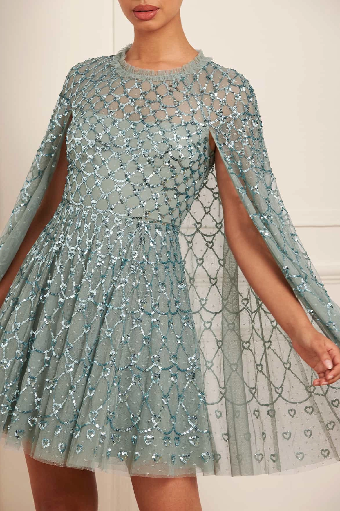 Heart Lattice Micro Mini Dress Fashionable Layers