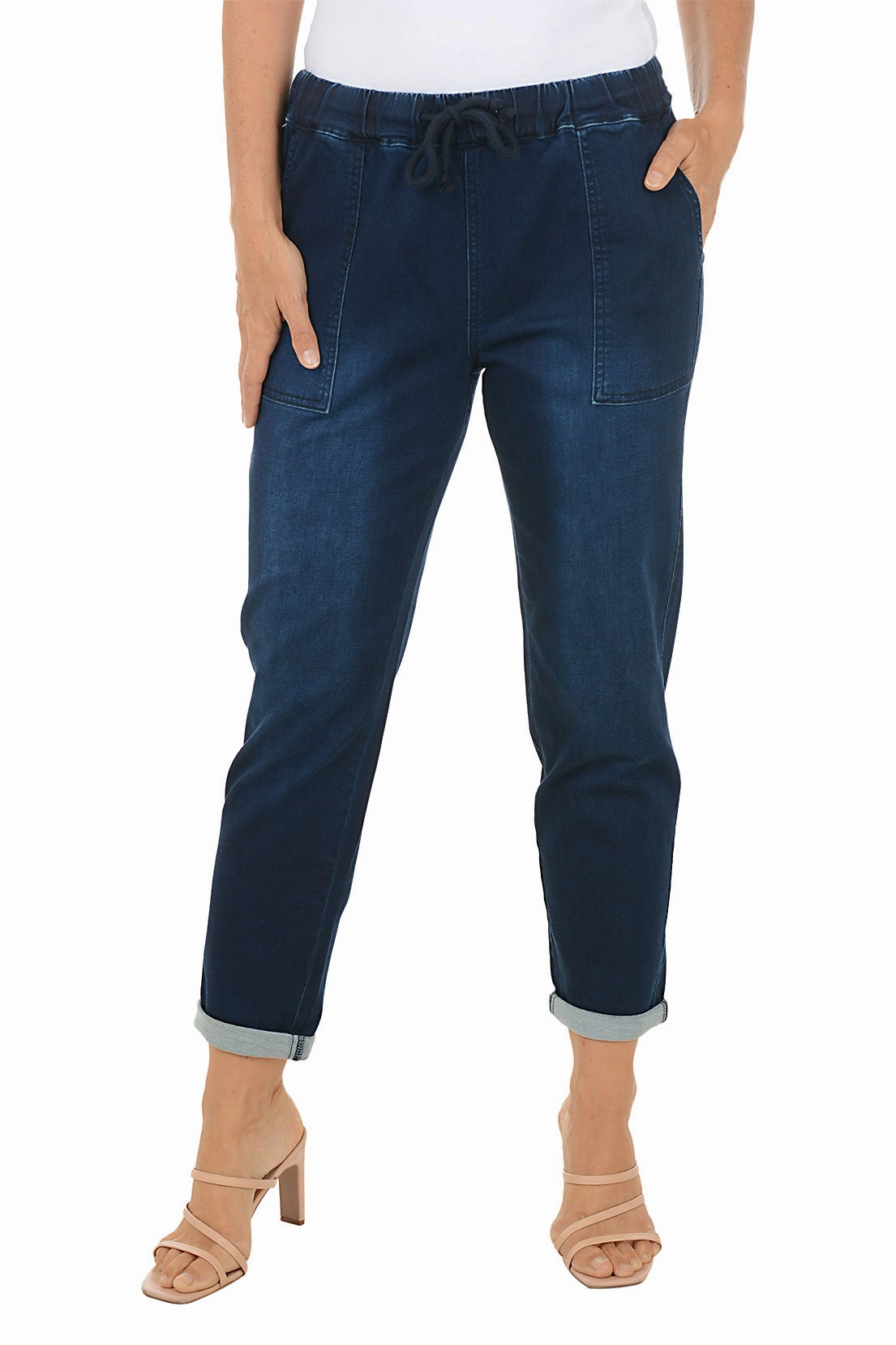 Drawstring Denim French Terry Ankle Pant ReinforcedSeams FlameRetardantTreatment