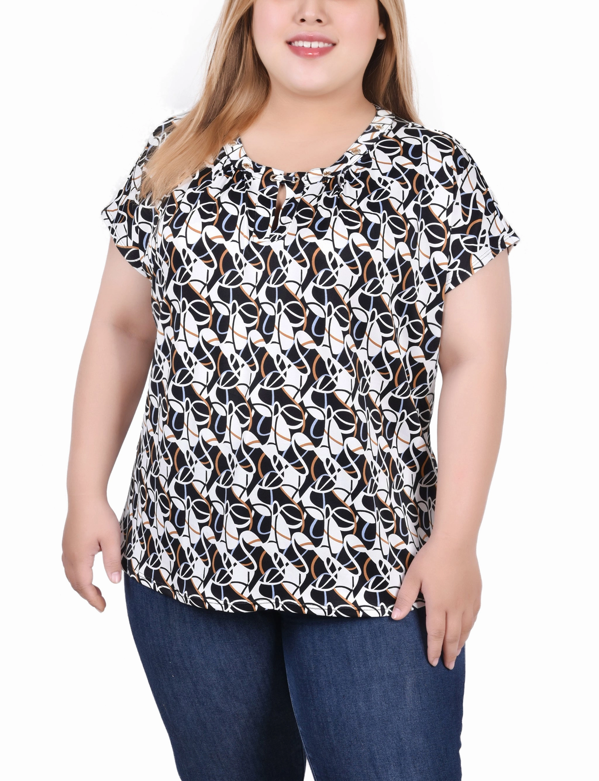 SweatWicking Fabric Summer Style Plus Size Extended Sleeve Top With Grommets