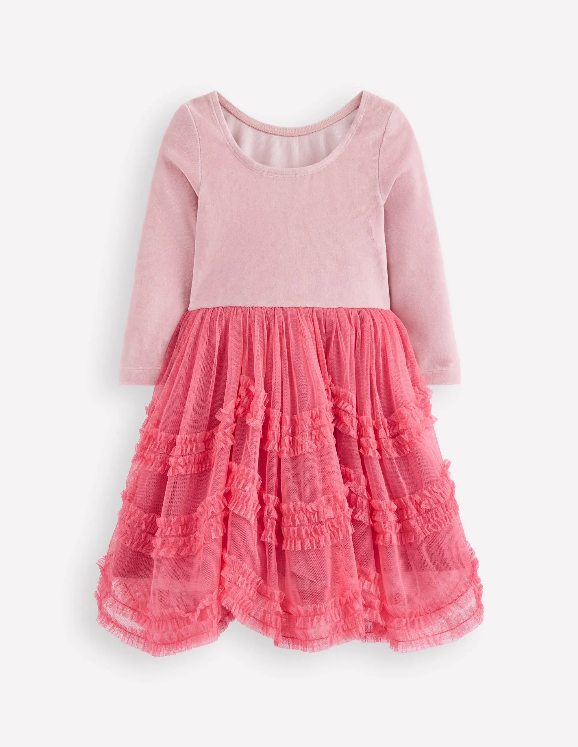 Velour Tulle Ballet Dress-Rose Pink Day Glow Chic Layered Wear