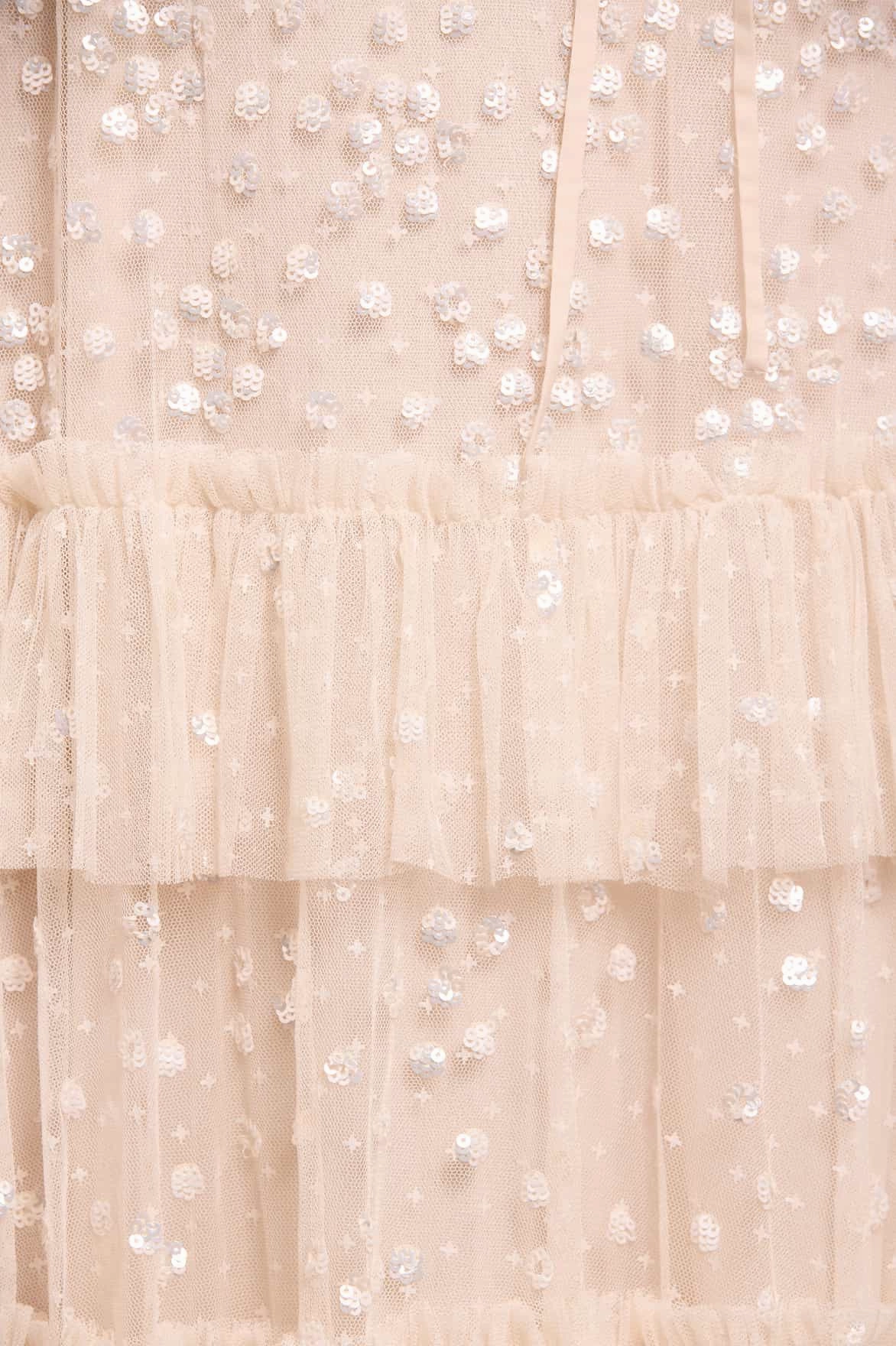 Leila Dot Tiered Cape Ankle Gown Loose Fit