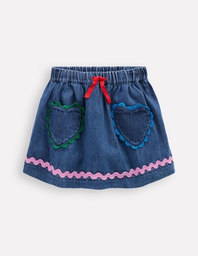 Ric Rac Skirt-Mid Vintage Denim Trendy Outfit