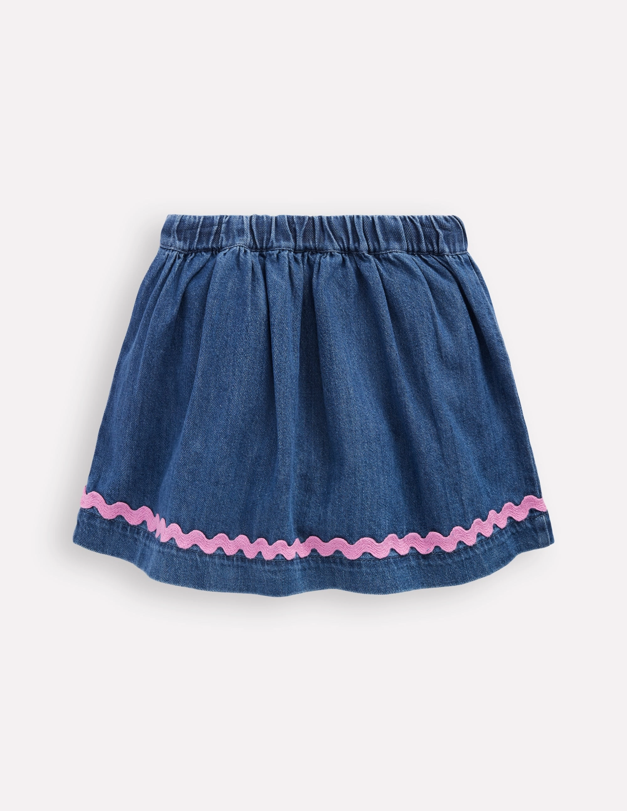 Ric Rac Skirt-Mid Vintage Denim Tiered Layers