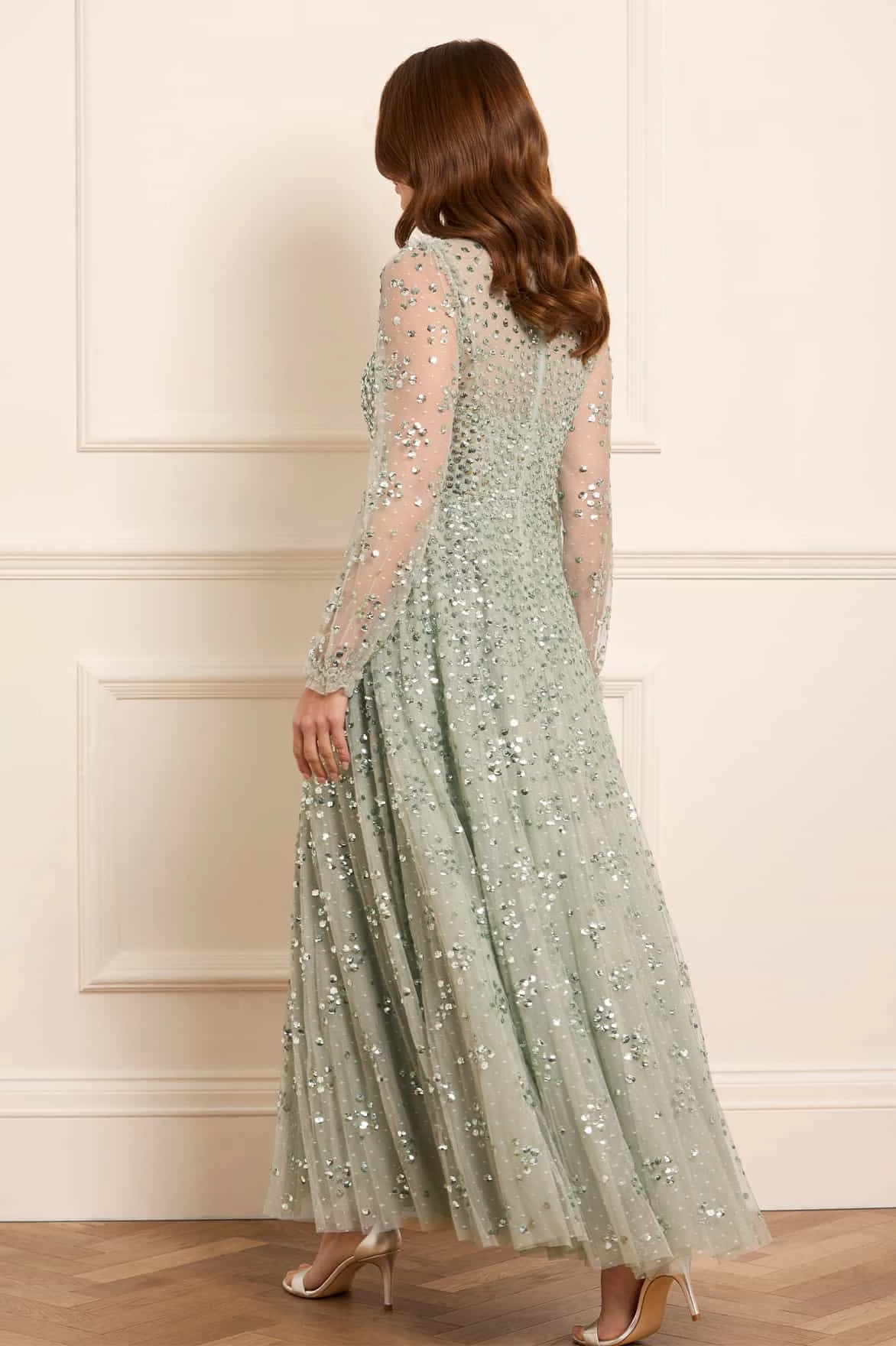 Texture Softness everyday elegance Leila Dot V-Neck Ankle Gown