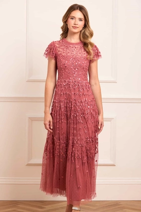 Soft Balance Refined Line Clover Short Sleeve Ankle Gown