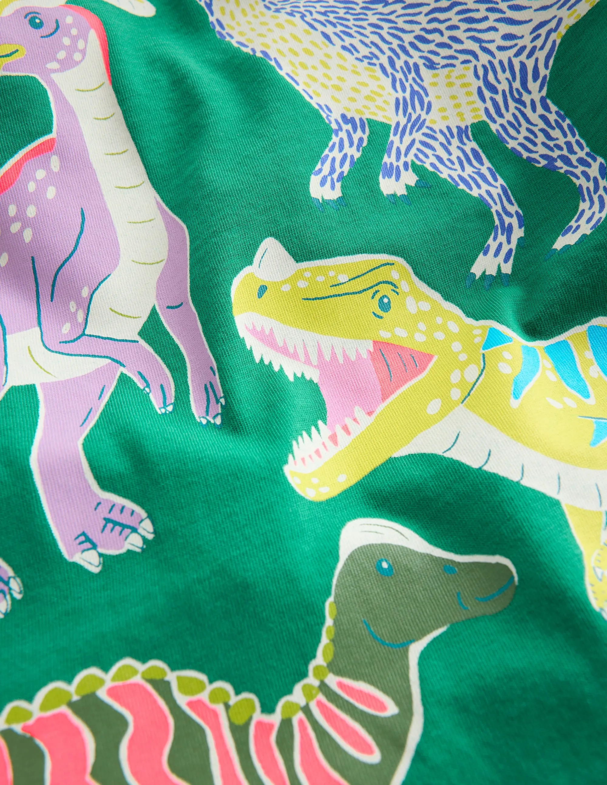 Hypoallergenic Lining Glow-In-The-Dark T-shirt-Shady Green Dinos