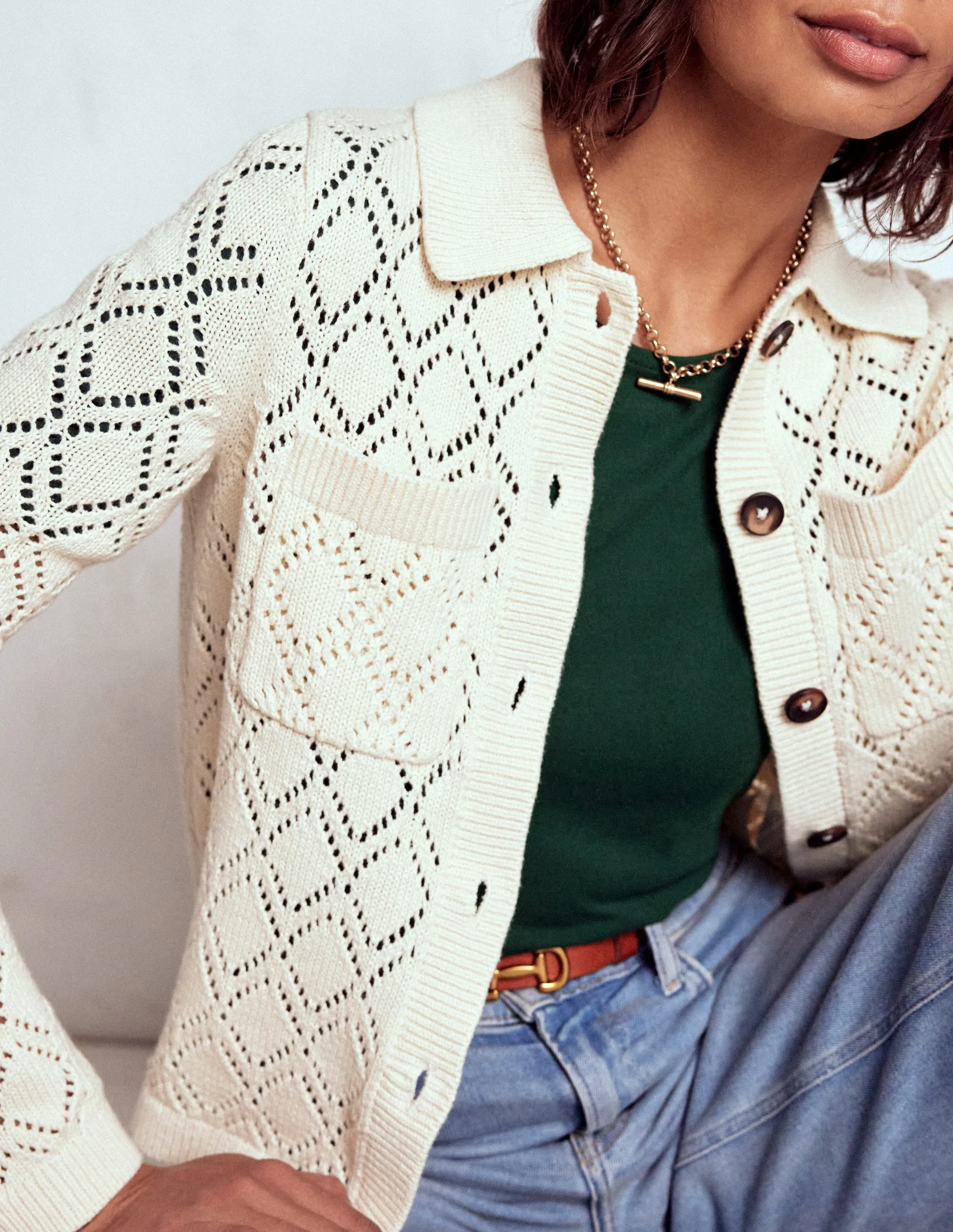 Short Sleeve Smocked Cuff Top-Green Pine Weighted Hem Trim BondedEdges