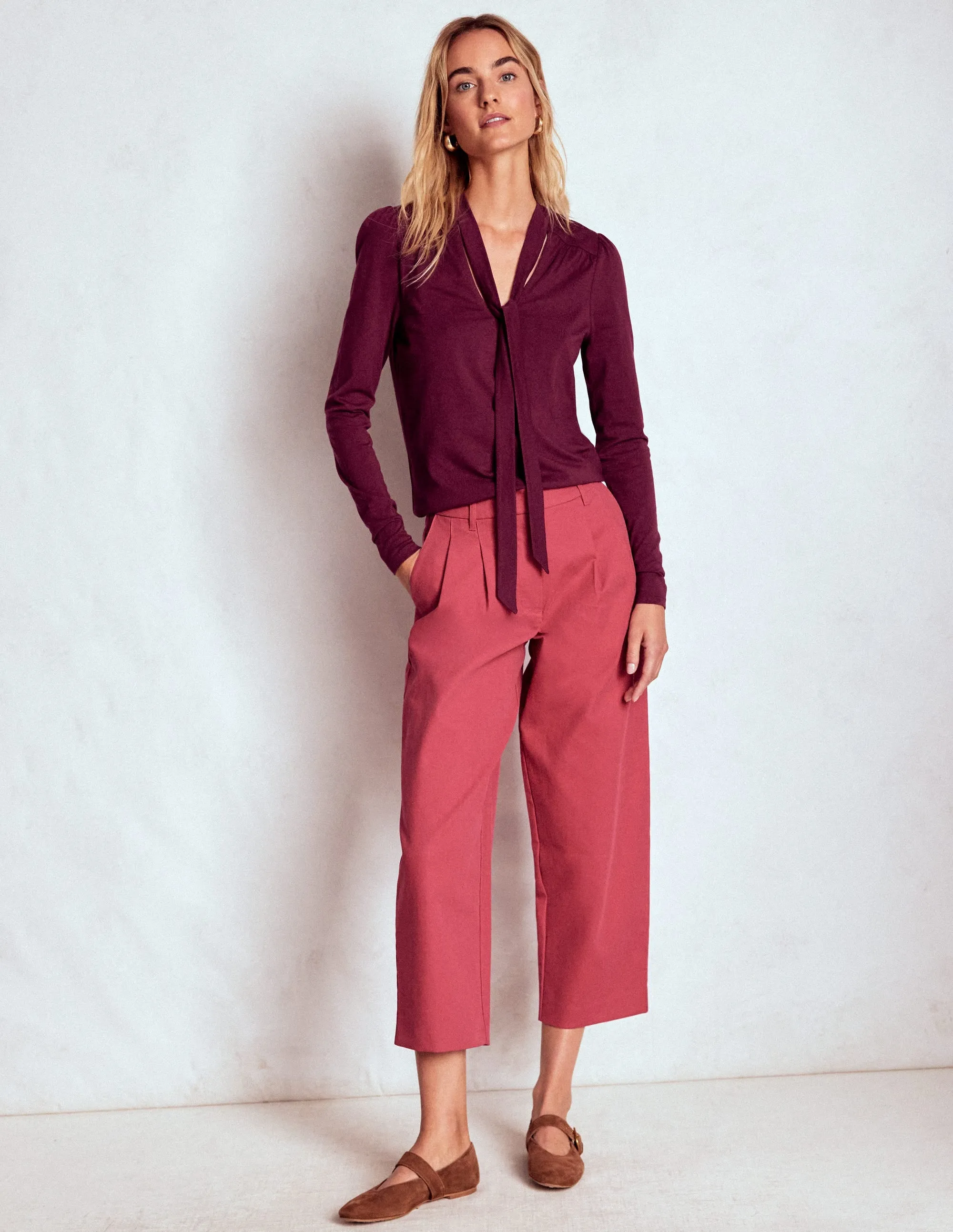 EcoFriendlyBlend Tie Neck Supersoft Top-Deep Wisteria