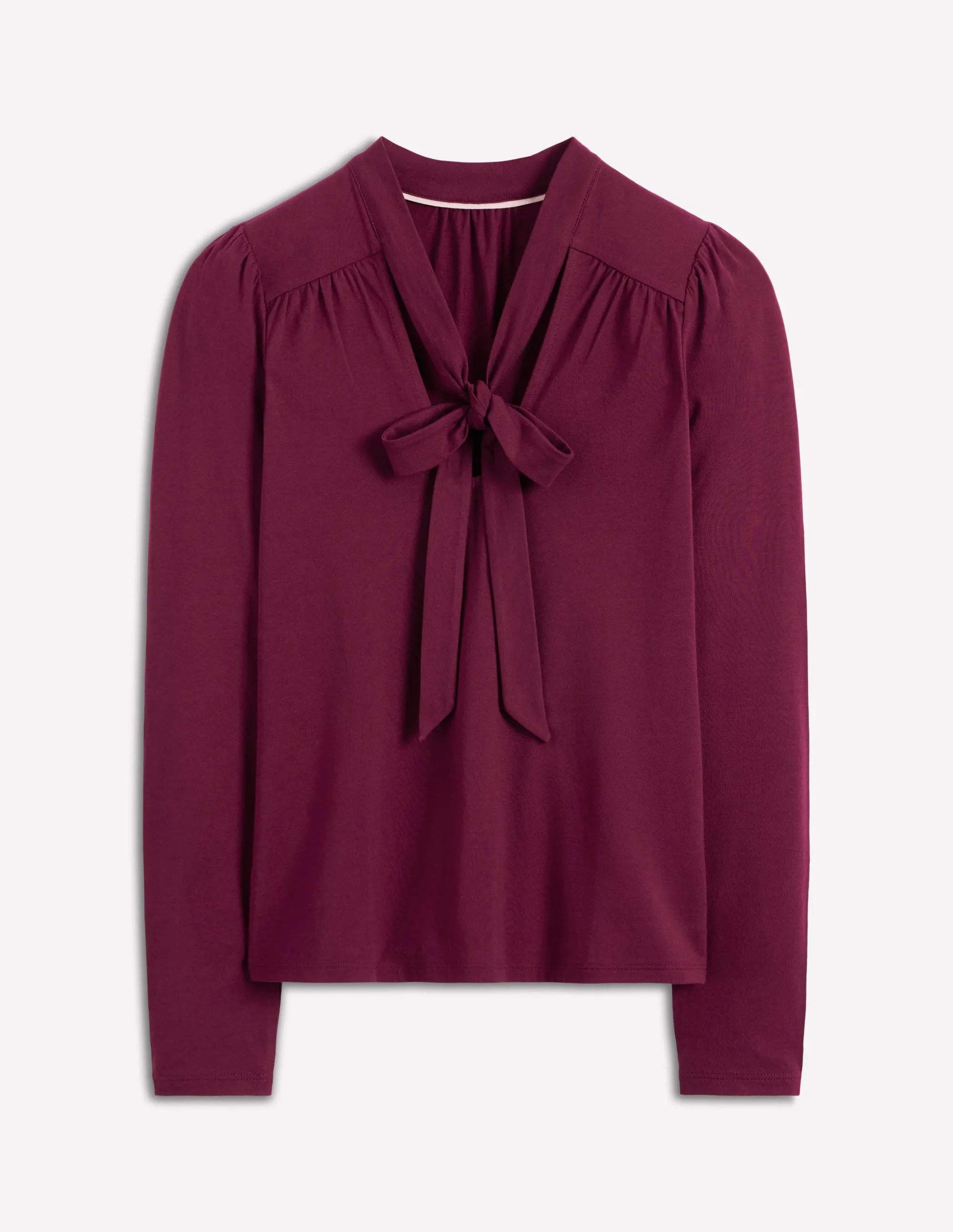 Stretchable Knit Tie Neck Supersoft Top-Deep Wisteria