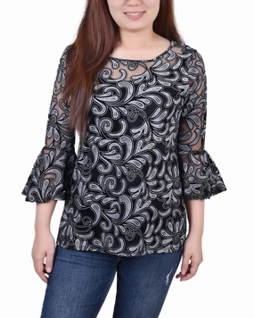 PaddedInsulation 3/4 Sleeve Burnout Top With Matching Camisole