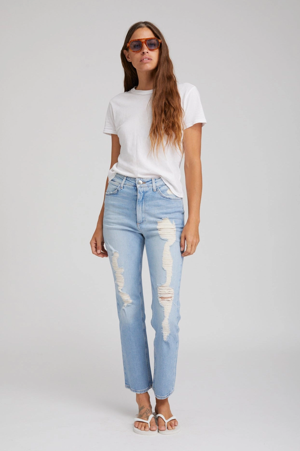 Alanis Boyfriend Distressed Denim Soft touch finish OdorResistantTreatment