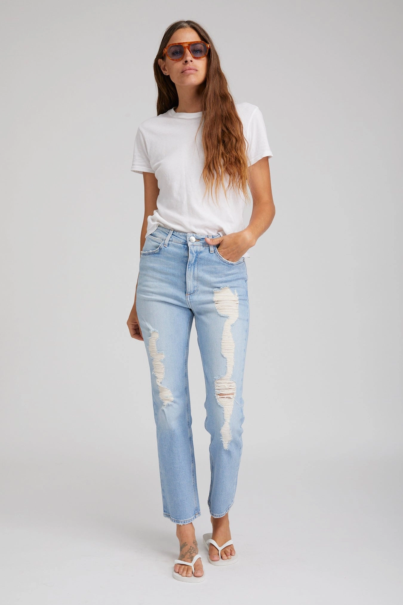 FlexibleRibbedTrims Alanis Boyfriend Distressed Denim