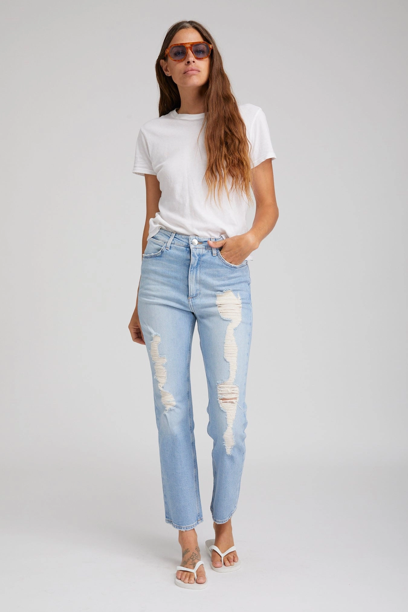 Alanis Boyfriend Distressed Denim AntiPillingSurface AllDayComfortFit