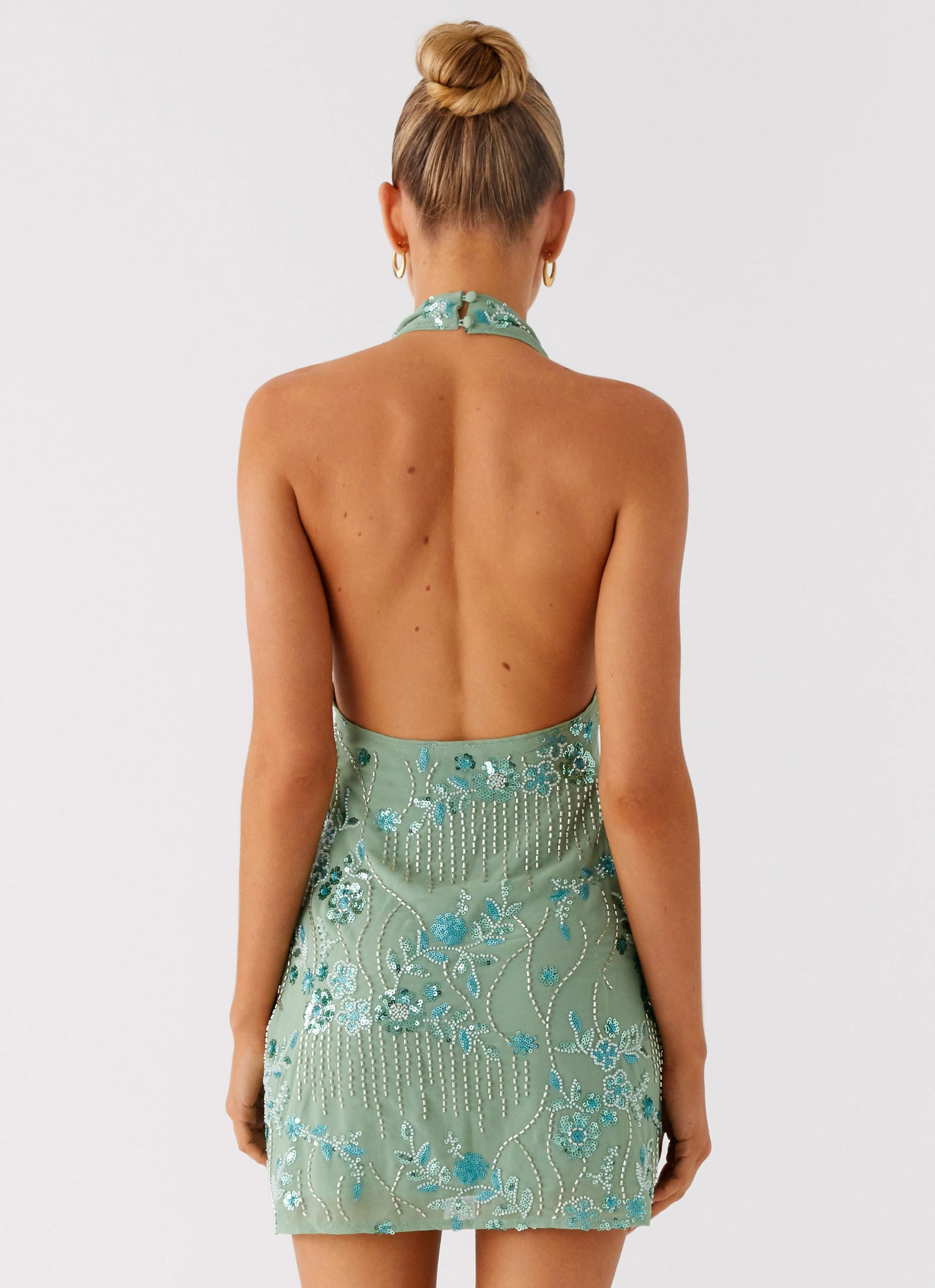 Monet Beaded Mini Dress - Mint