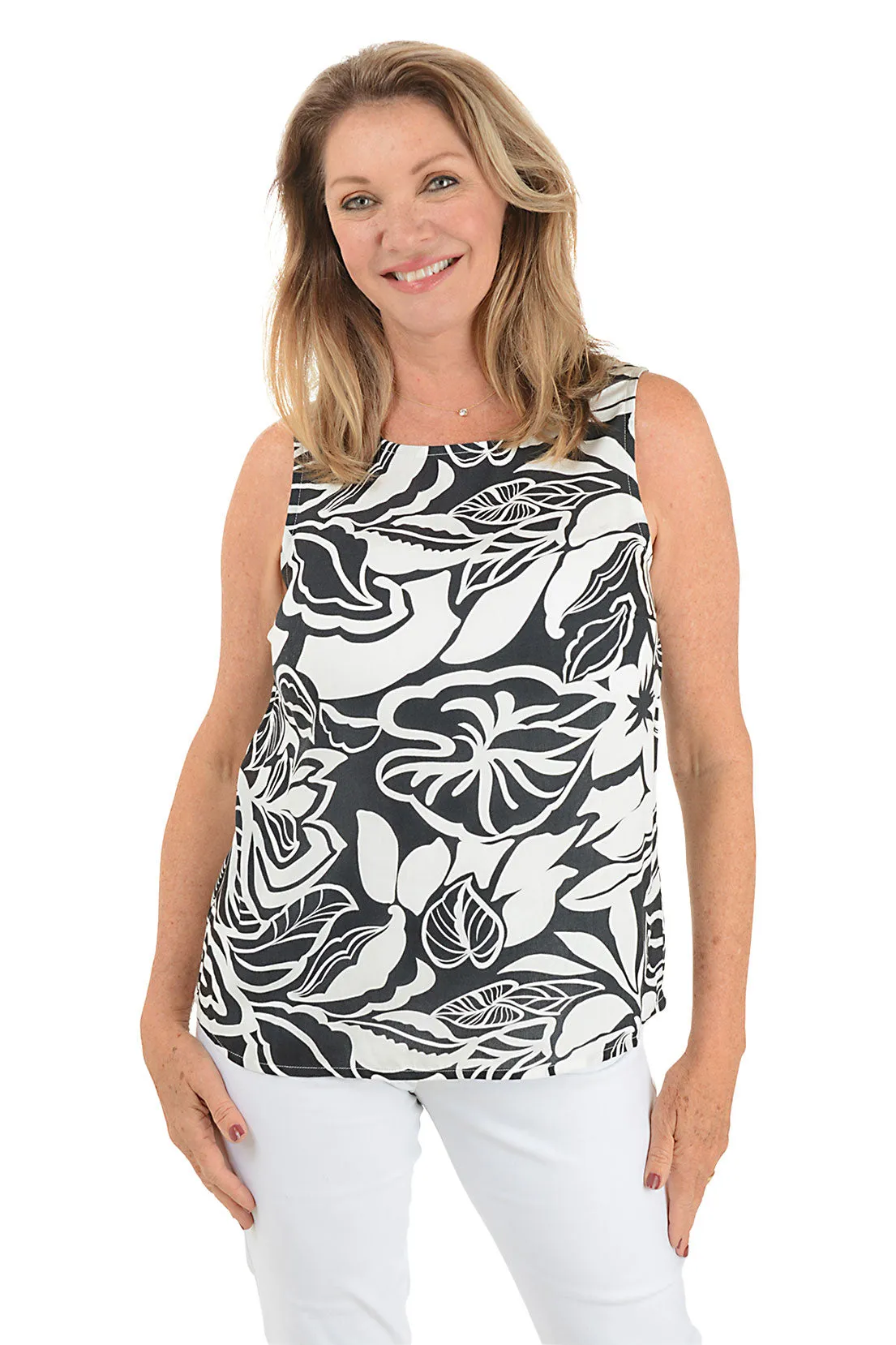 Monstera Leaf Sleeveless Blouse Soft Touch Texture FrayResistant Fabric