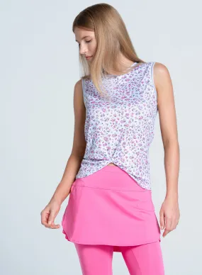 Moon Flower Twist Front Tank Button Down Collar Style