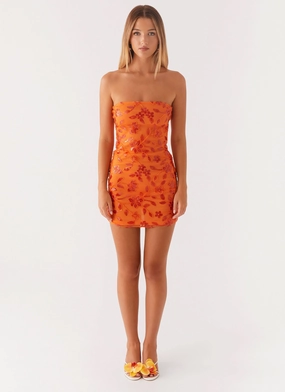 Moorey Beaded Mini Dress - Orange