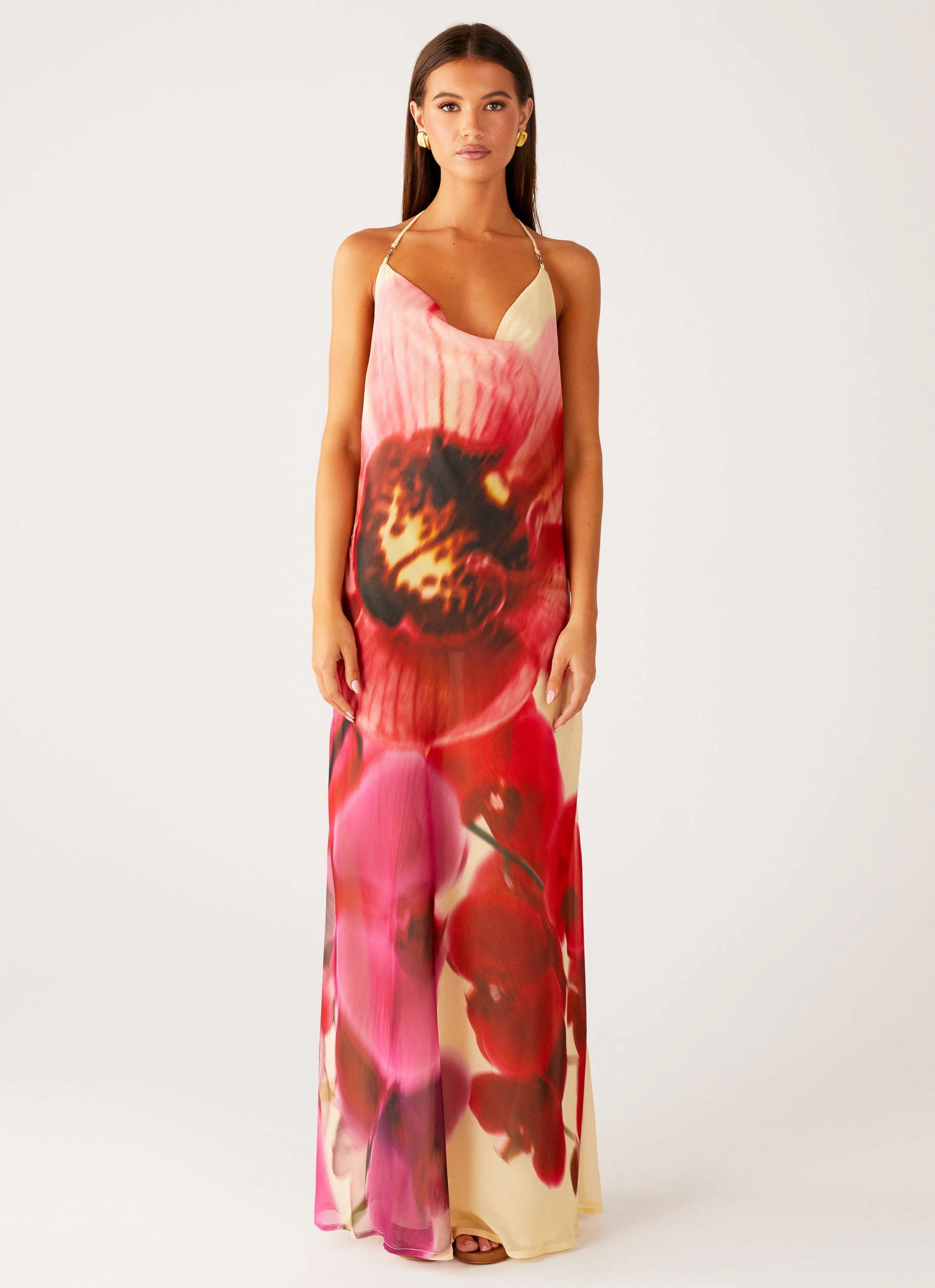 Morning Crush Cowl Maxi Dress - Yellow Bloom