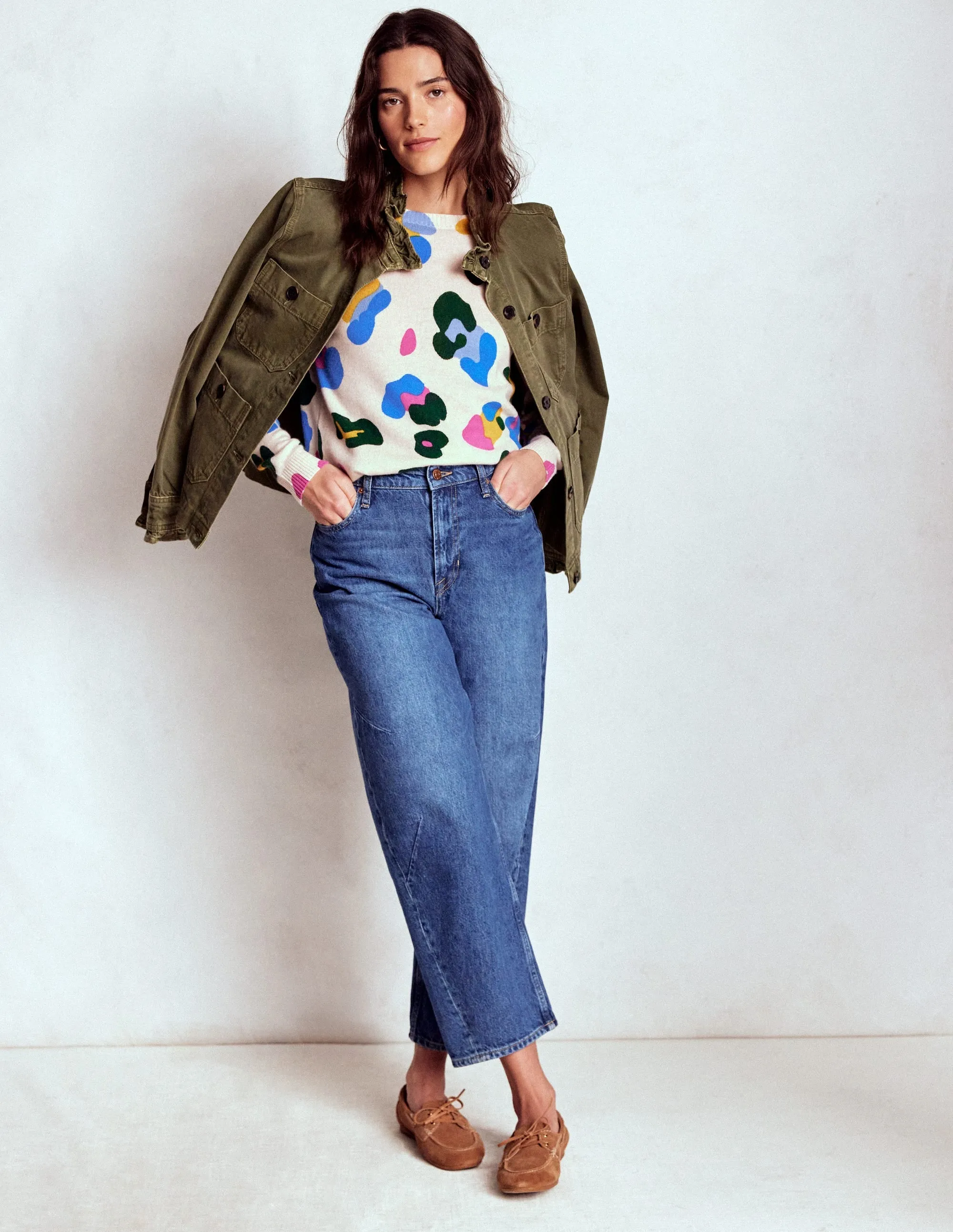 Lydia Cashmere Jumper-Warm Ivory, Leopard Smart Style Seasonal Comforted