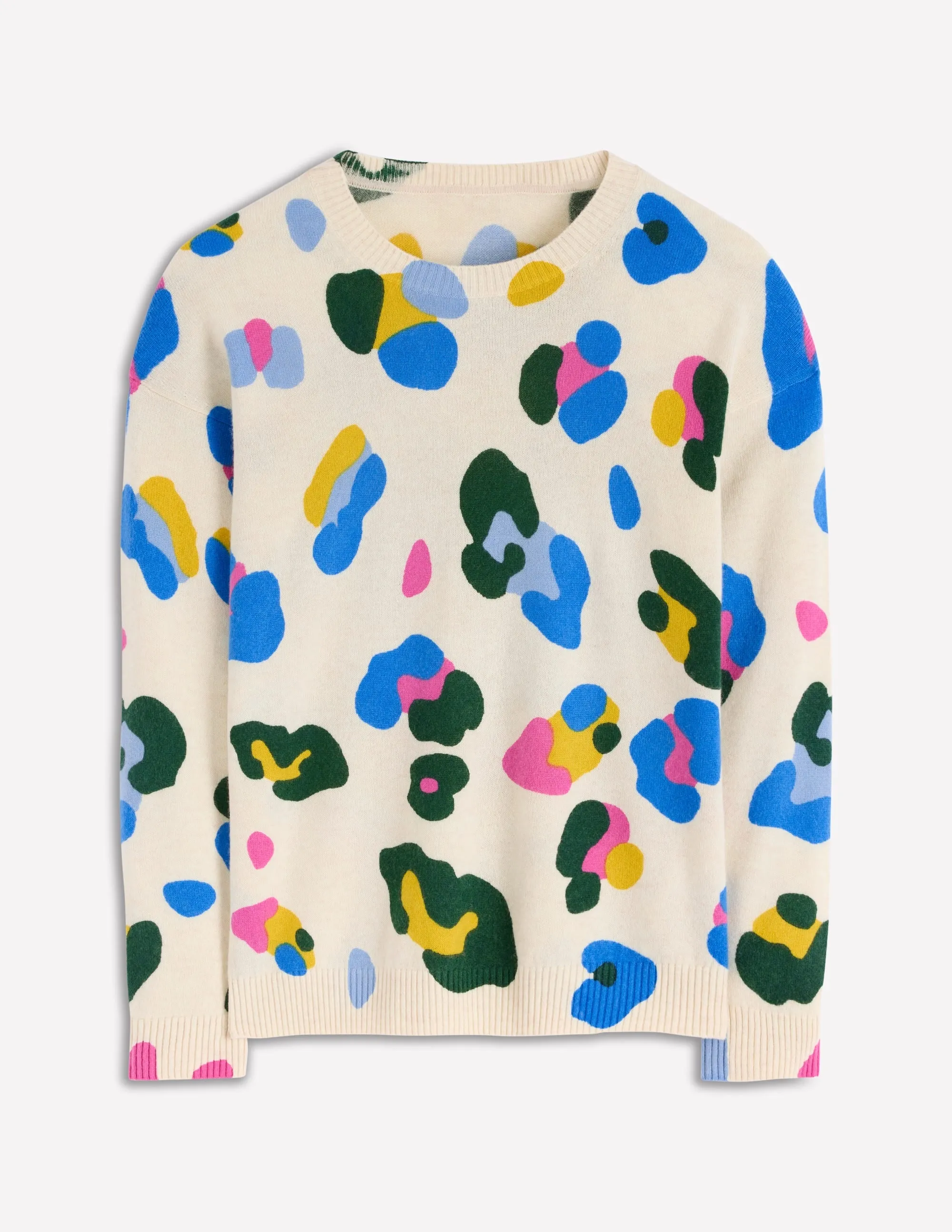 City Style All-Day Use Lydia Cashmere Jumper-Warm Ivory, Leopard