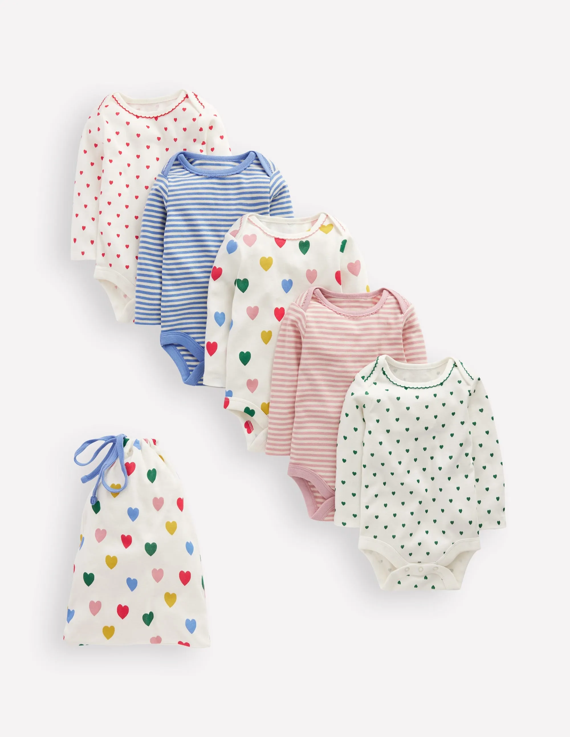 5-pack Bodies-Multi Hearts ZeroWastePattern