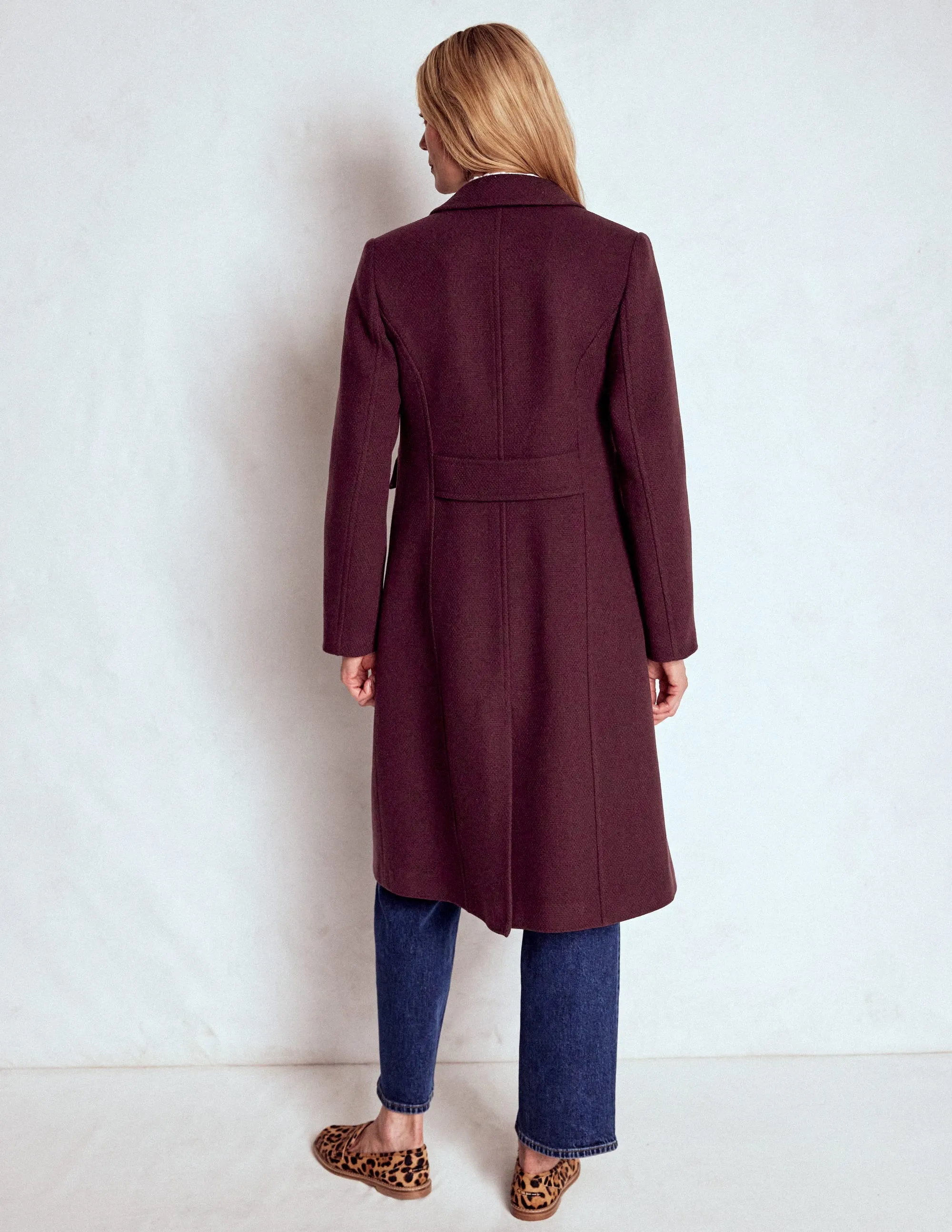 Fur Trim LaserCut Vents St Albans Coat-Dark Cherry