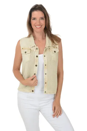 QuickDry Texture Button-Front Denim Sweater Vest