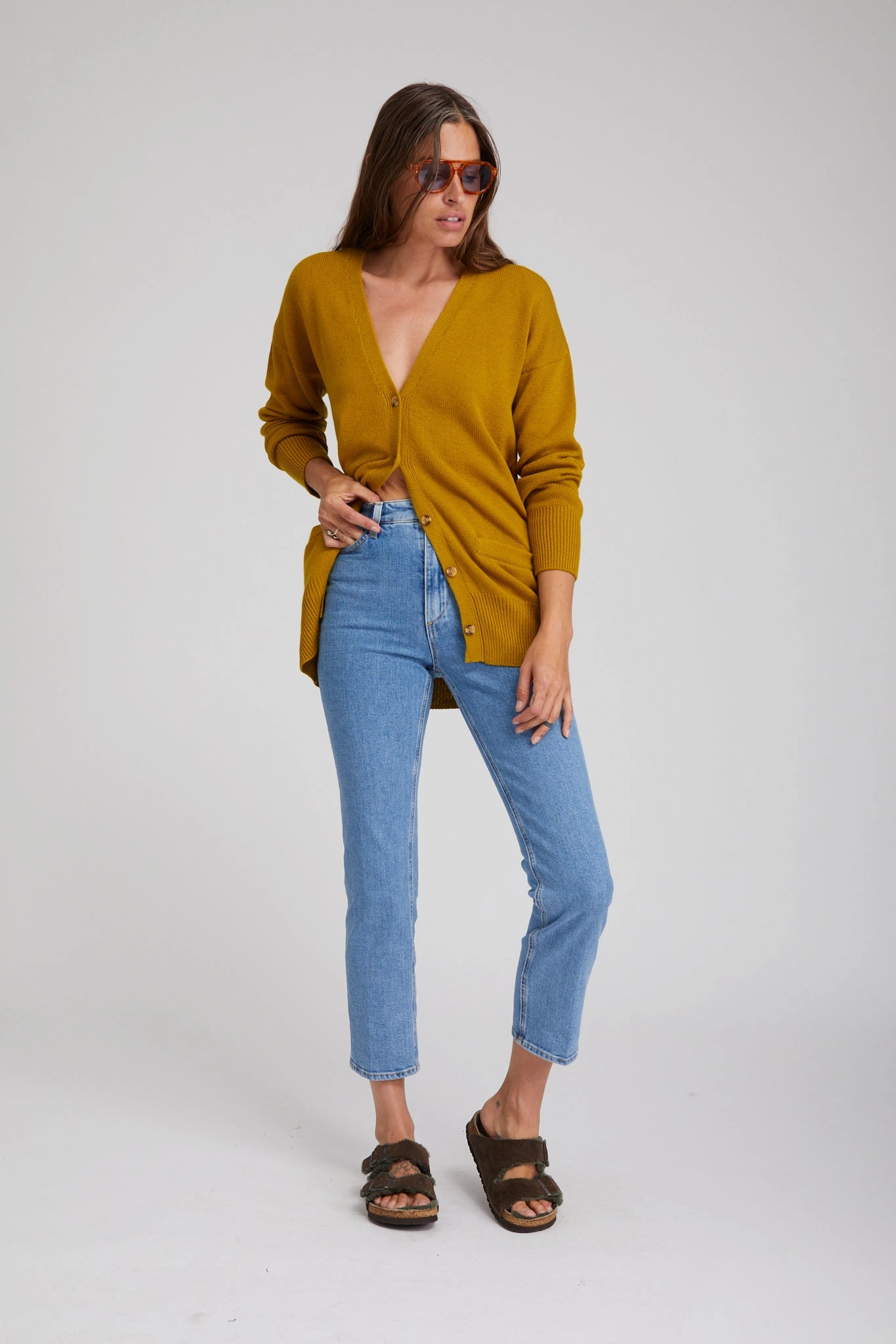 Gym Wear Midweight Four Way Stretch Vinaigrette Cashmere Long Cardigan