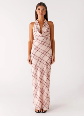 Muse Maxi Dress - Pink Check