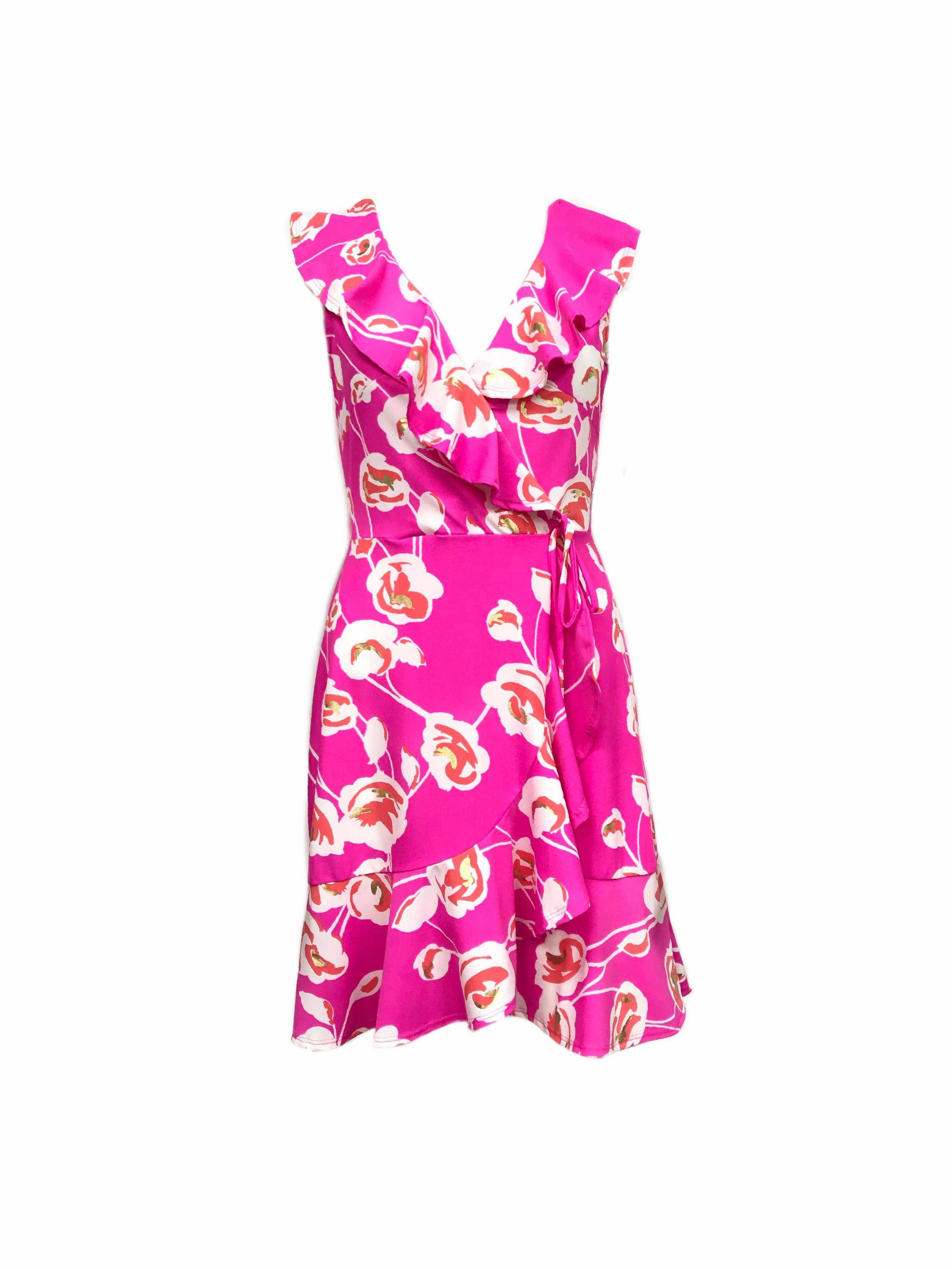 Naples Faux Wrap Dress Cloud Flower Comfortable texture Fall Layer