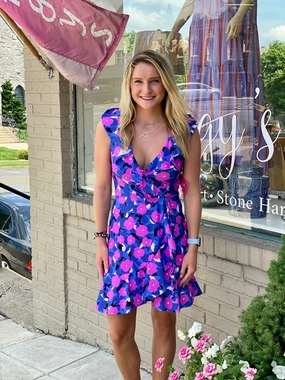 Simple Touch Naples Faux Wrap Dress Impatiens