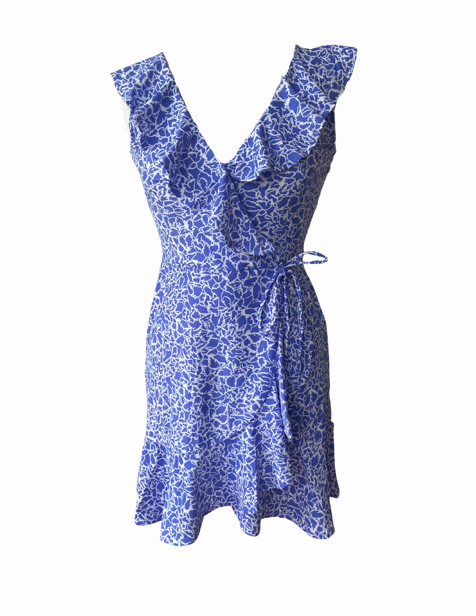 Naples Faux Wrap Dress Periwinkle/White Transitional Style