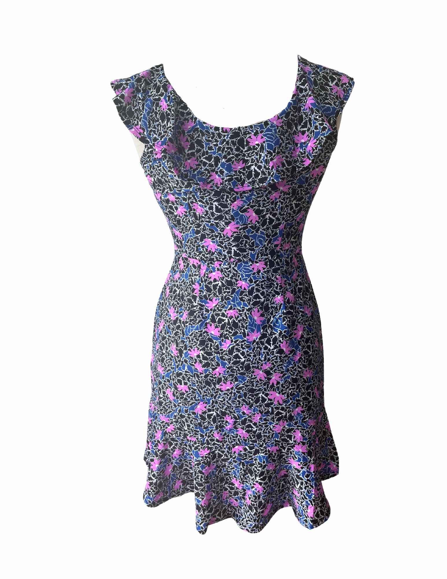 Naples Faux Wrap Dress Scaevola Orchid/Black Smooth Lines