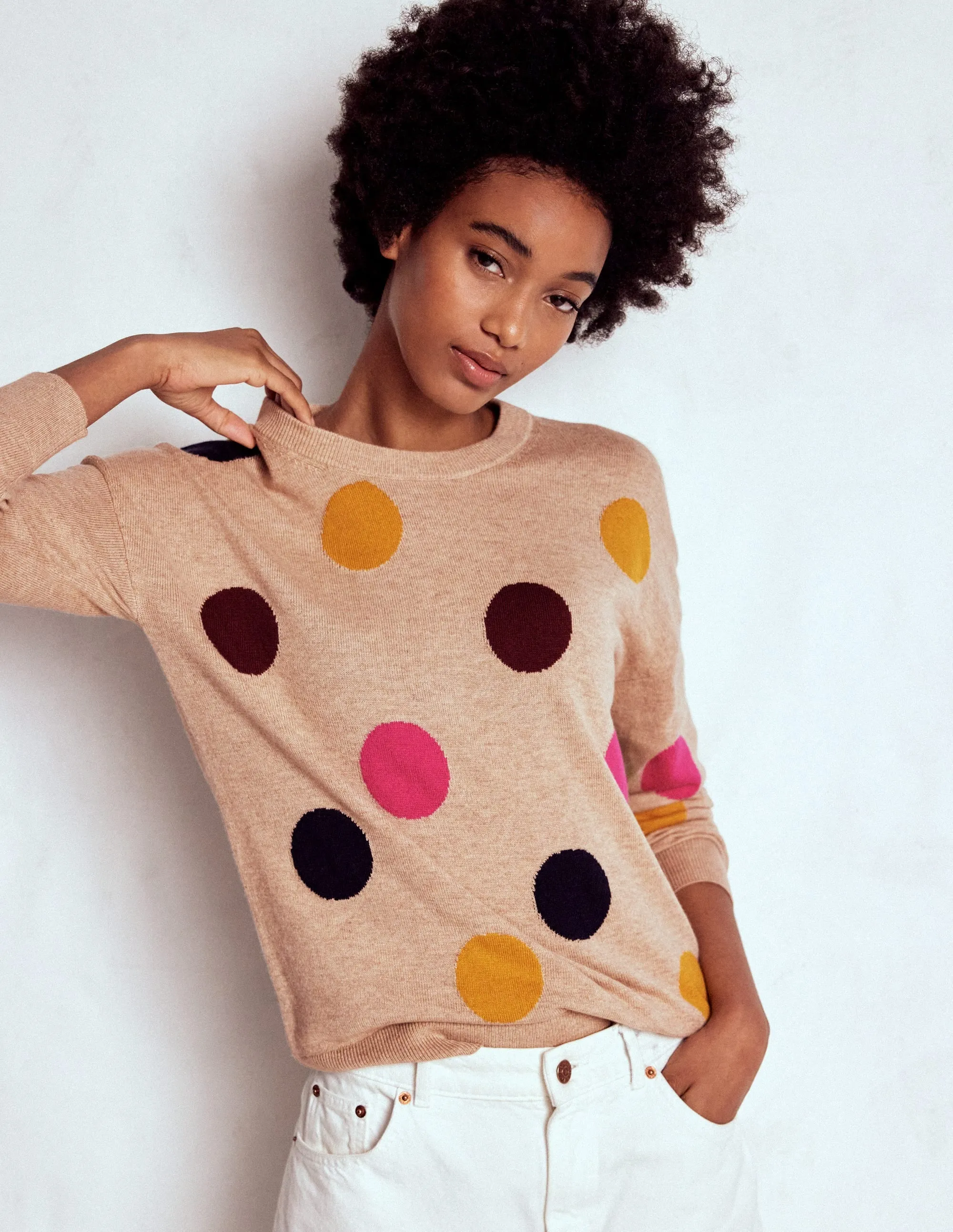Ribbed Structure Natasha Novelty Jumper-Multi, Spot