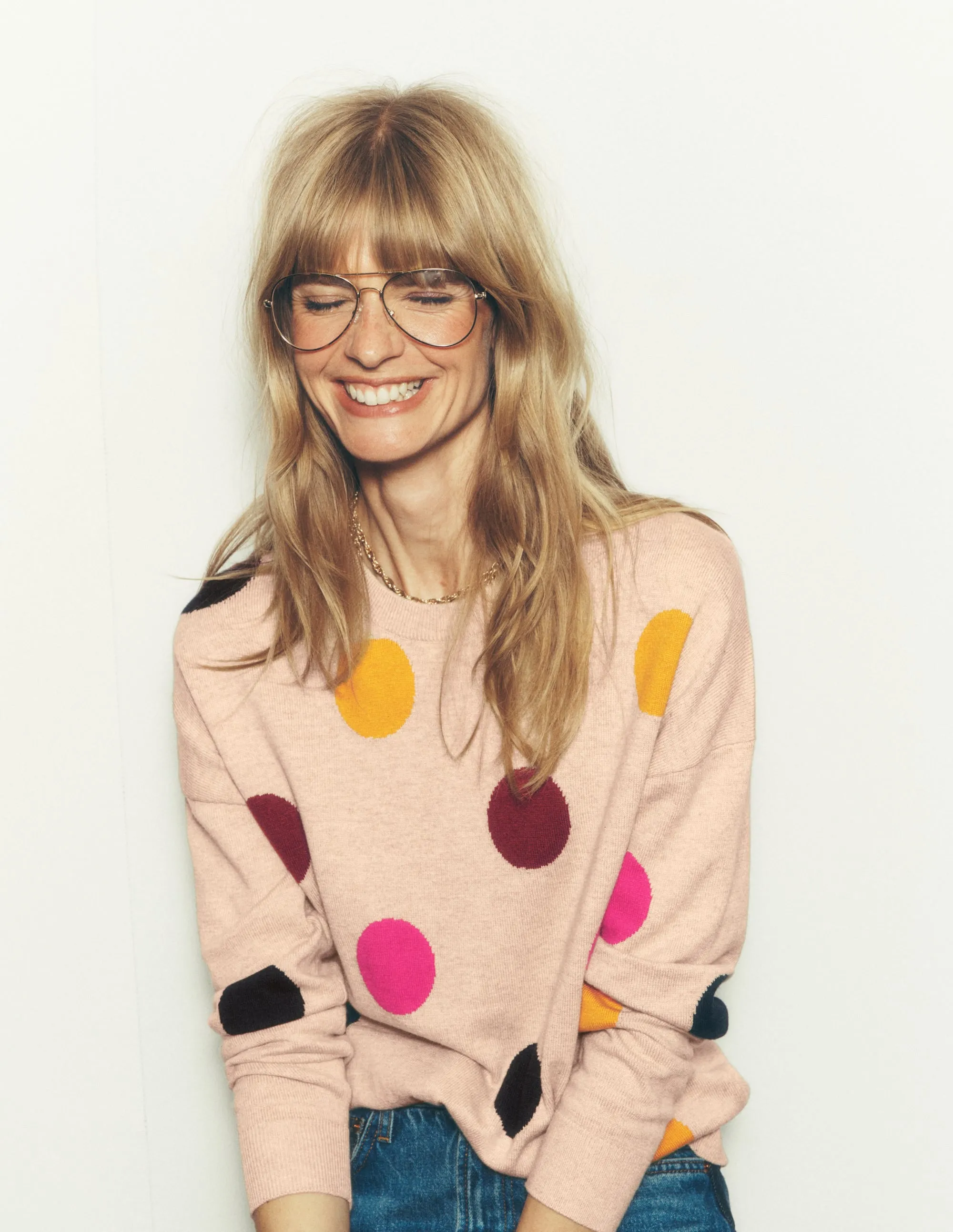 Natasha Novelty Jumper-Multi, Spot Contrast Stitch Weekend Look