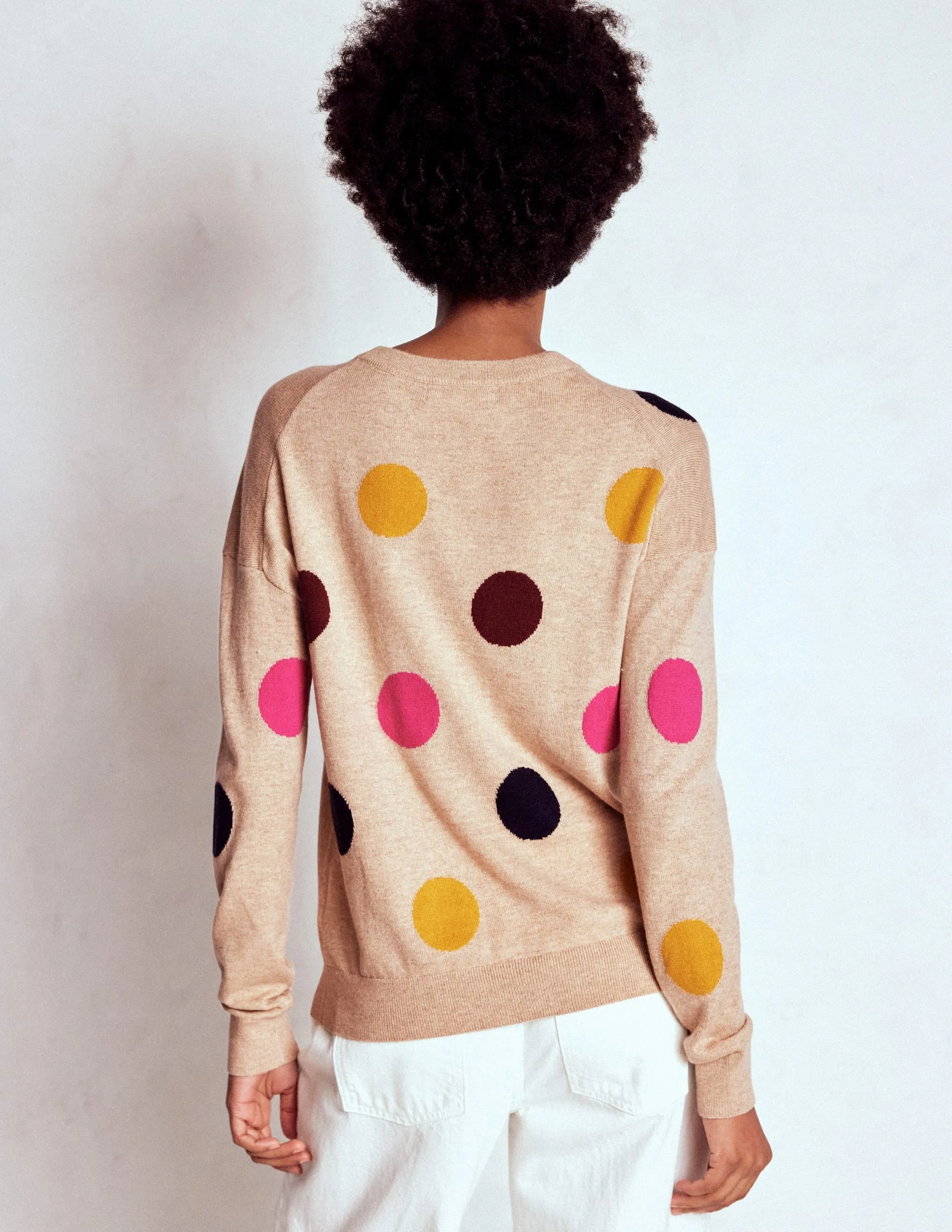 Natasha Novelty Jumper-Multi, Spot Flatlock Seam Construction