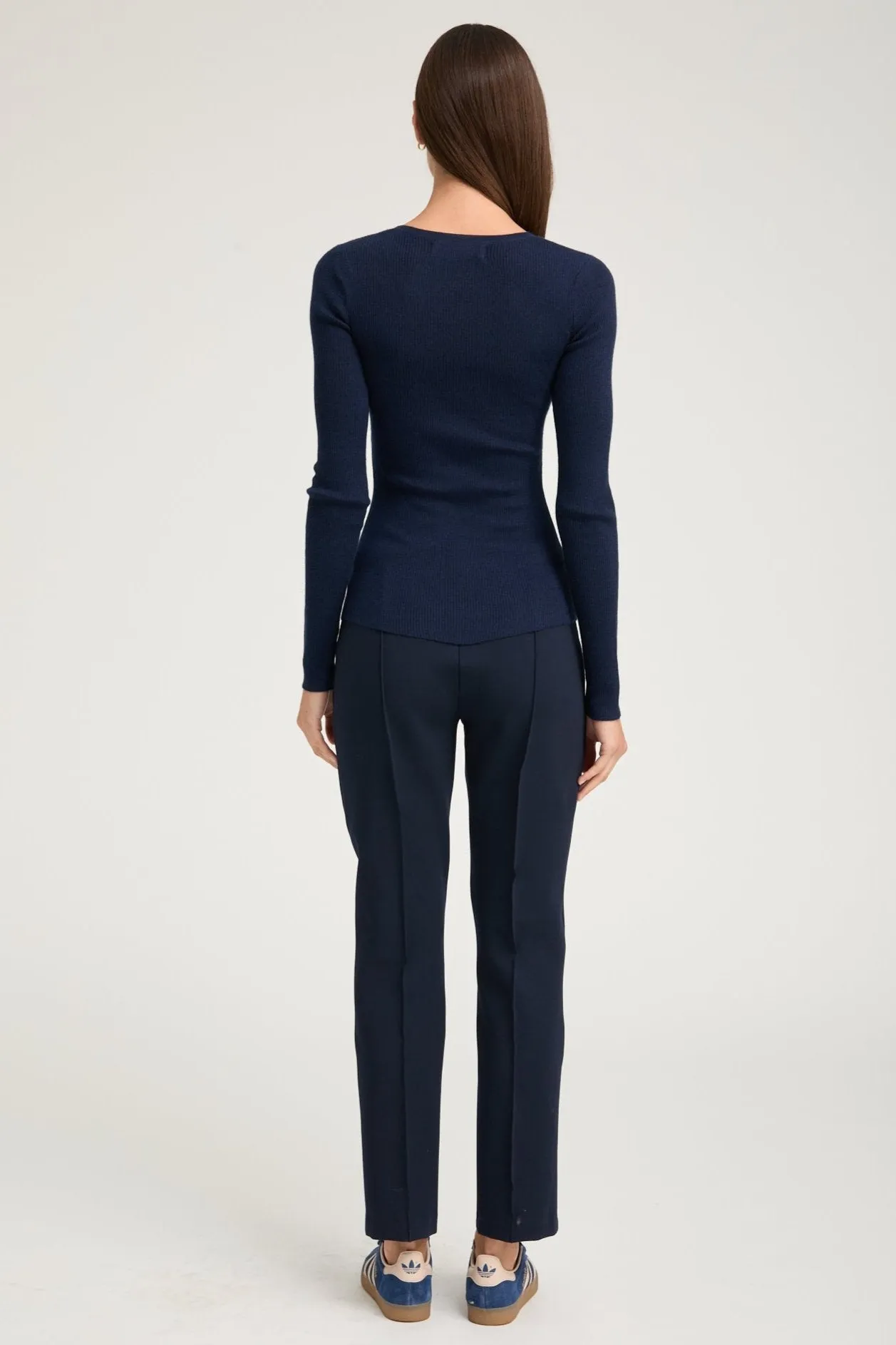 Soft Texture Navy Casanova Sophia Leggings with Pintucks