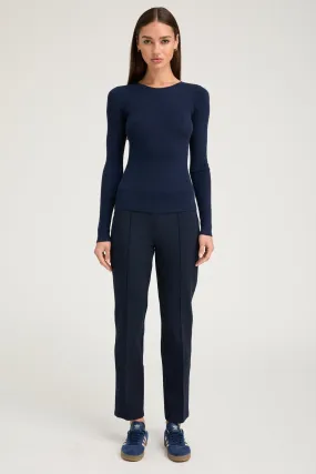Navy Casanova Sophia Leggings with Pintucks Casual Comfort Look Thermal Regulating